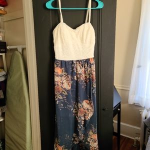Lily Rose Blue Floral Dress White Top